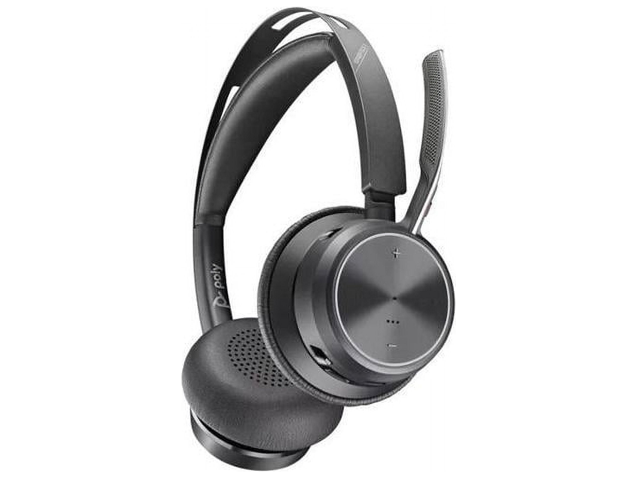 Poly - Voyager Focus 2 UC USB-A Headset with Stand (Plantronics) - Bluetooth (Stereo) Headset with Boom Mic - USB-A PC/Mac Compatible - Active Noise Canceling - Works w/ Teams, Zoom (Certified) & More