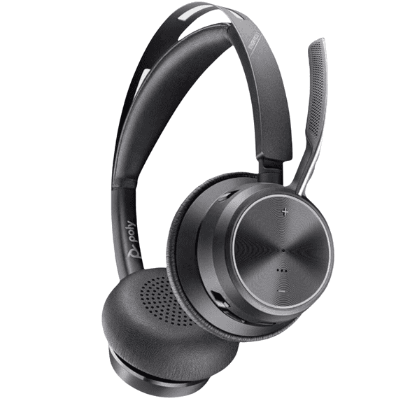 Poly Voyager Focus 2 Microsoft Teams USB-C Bluetooth Headset, USB-C to USB-A Adapter, No Charging Stand
