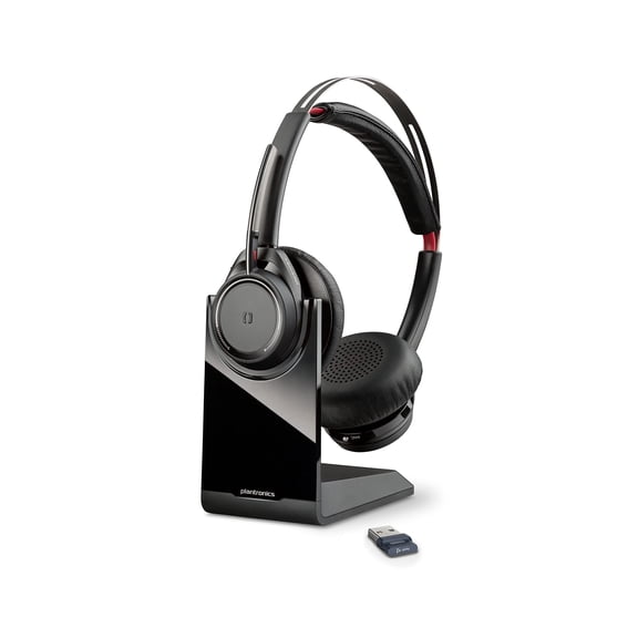 Poly Voyager Focus UC Wireless Headset for Computer w/Charge Stand (Plantronics) - Active Noise Canceling (ANC) - Connect PC/Mac/Mobile via Bluetooth - Works w/Microsoft Teams, Zoom