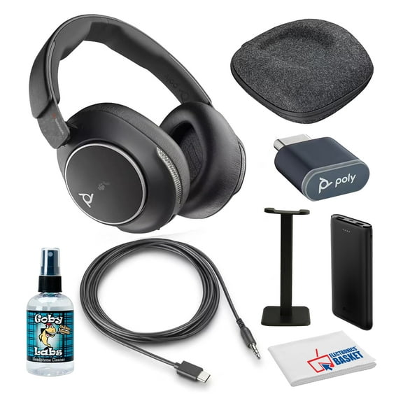 Poly Voyager Surround 80 UC Noise-Canceling Wireless Over-Ear Headset Bundle