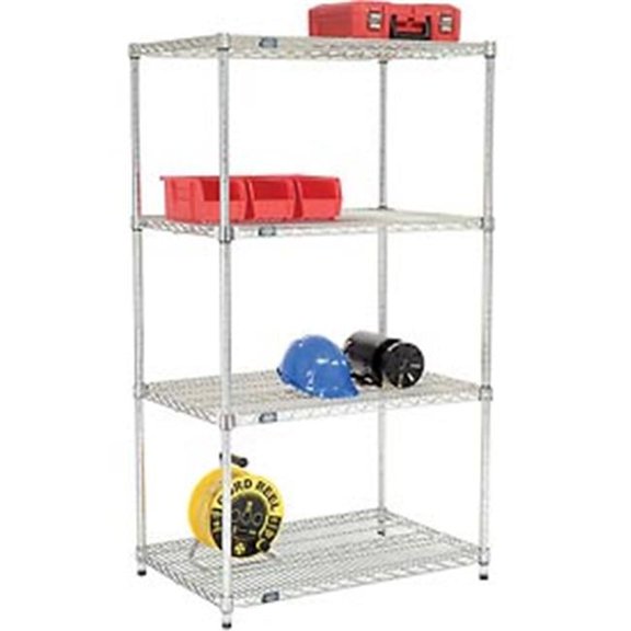 Poly-Z-Brite Quick Adjust Wire Shelving - Clear Epoxy - 36 x 24 x 63 in.