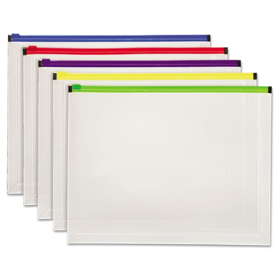 Poly Zip Envelope, Zipper Closure, 10 x 13, Assorted Colors, 5/Pack ...