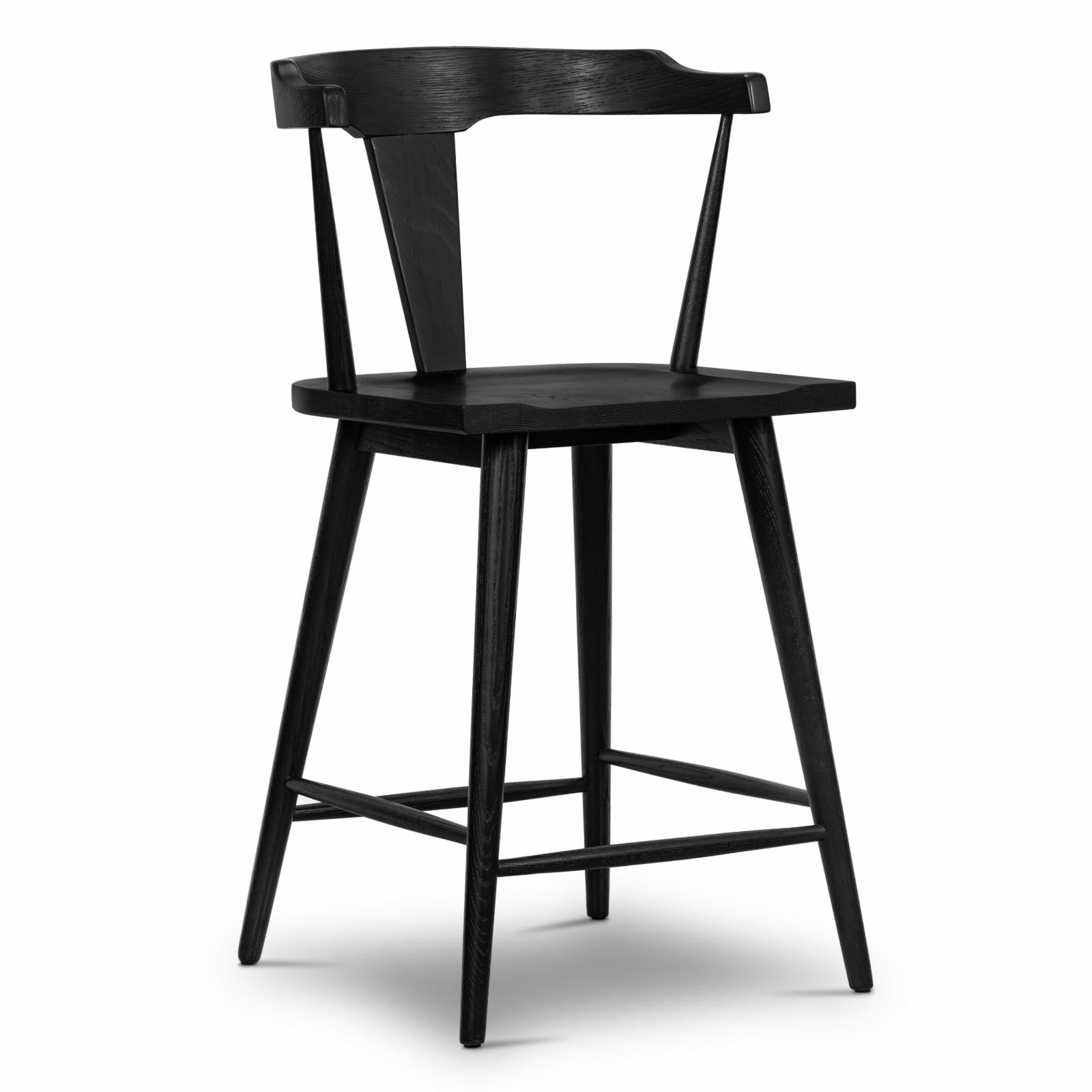 Poly and Bark Enzo Solid Wood 23.5 in. Black Counter Stool