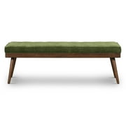 Poly and Bark Luca Fabric Bench in Distressed Green Velvet