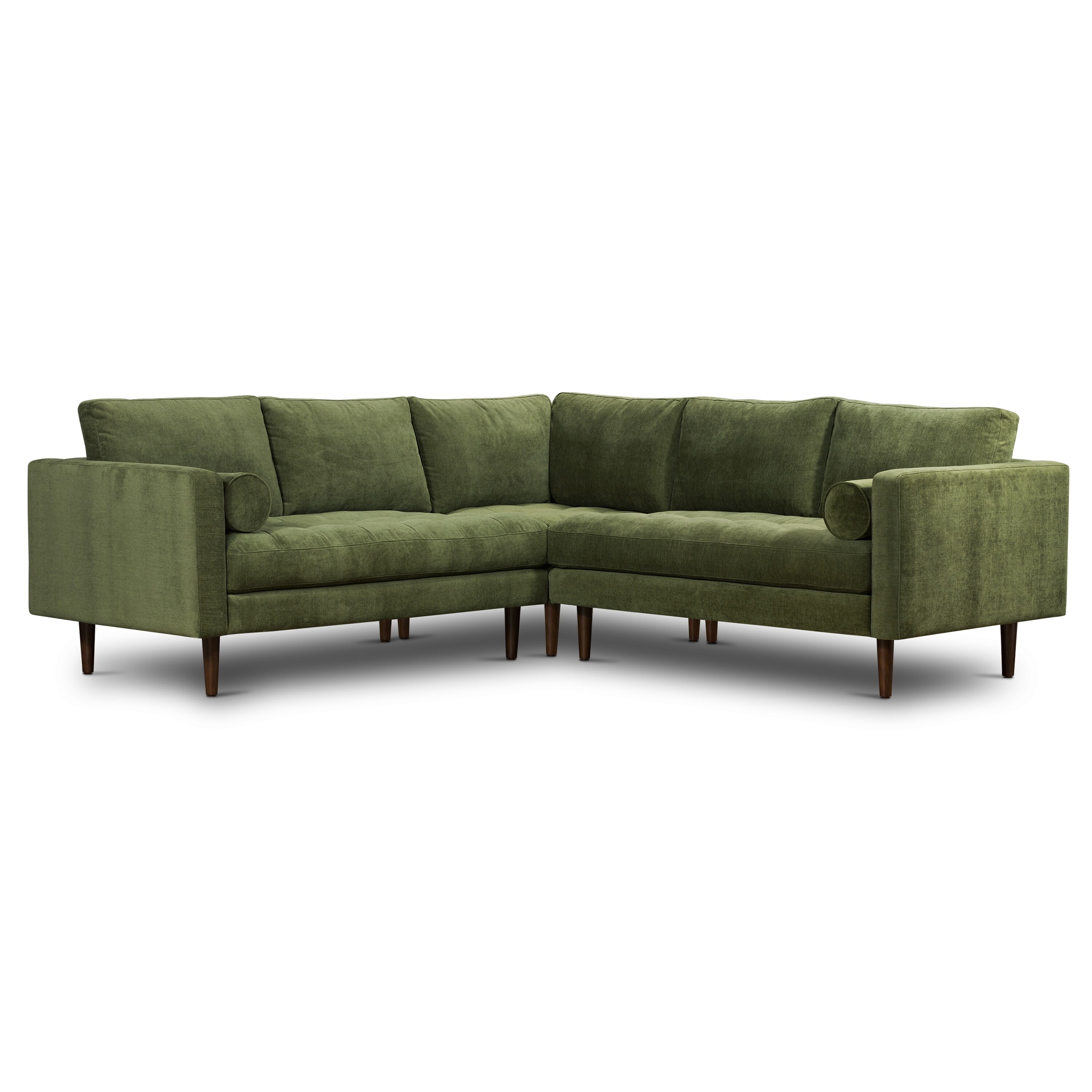 Poly and Bark Napa Fabric Corner Sectional Sofa Distressed Green Velvet