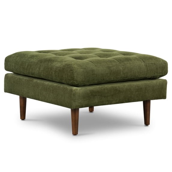 Poly and Bark Napa Velvet Ottoman in Distressed Green