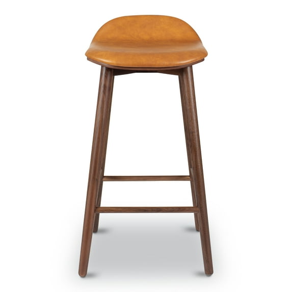 Poly and Bark Notello Leather Counter Stool in Tan/Walnut - Walmart.com