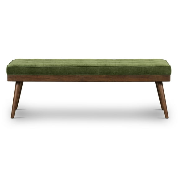 Poly and Bark Poly & Bark Luca Fabric Bench - Tufted Seat with Solid Wood Legs Distressed Green Velvet Velvet Velvet