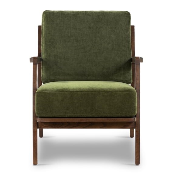 Poly and Bark Verity Fabric Lounge Chair in Distressed Green Velvet