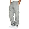 Poly/cotton Men Cargo Sweatpants Athletic Elastic Drawstring Comfy