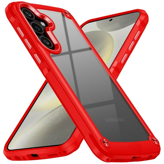 [PolyBag] For Samsung s25/s24 Ultimate CaseX Transparent Hybrid Case with Metal Buttons And Camera Edges - Red