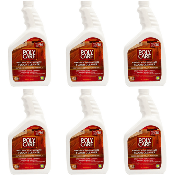 PolyCare Hardwood Floor Cleaner Super Concentrate - 32 Fl Oz (6 Pack) - Fresh- Dilute Concentrate with Water for Spray Mops and Spray Bottles - Residue-Free Floor Cleaning Solution s