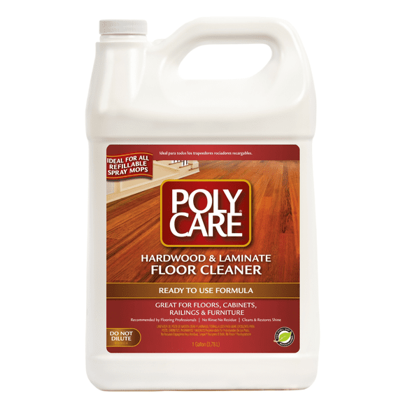 PolyCare Hardwood & Laminate Floor Cleaner Spray 128 oz - Ready to Use, No Rinse, Restores Shine