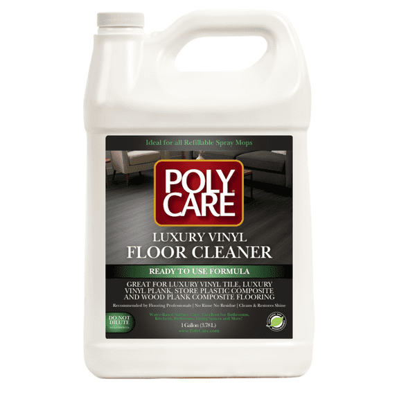PolyCare Luxury Vinyl Floor Cleaner 1 Gallon - Ready to Use, No Rinse, for LVT, LVP and Wood Plank Composite Flooring)