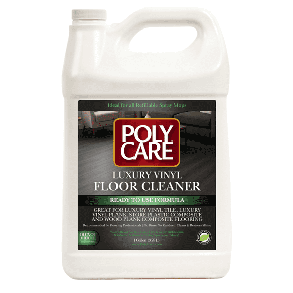 PolyCare Luxury Vinyl Floor Cleaner 1 Gallon - Ready to Use, No Rinse, for LVT, LVP and Wood Plank Composite Flooring)