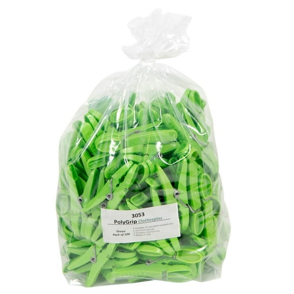 PolyGrip Clothespins - Stronger, USA Made, Anti Twist (100 pack) (1 color)