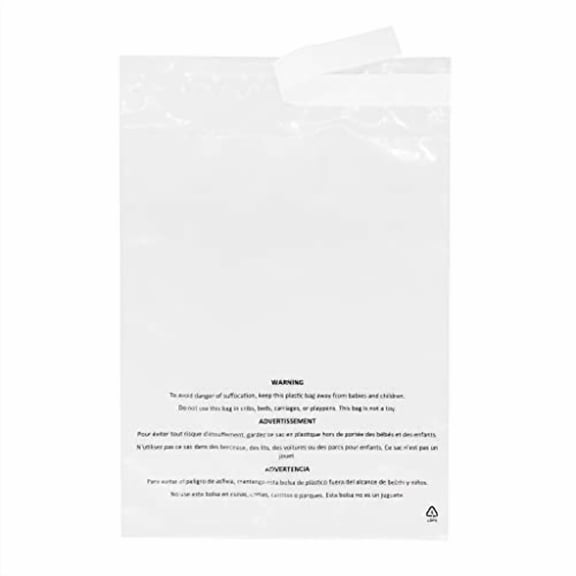 PolyPackers  (500 Count) Self Seal Clear Poly Bags with Suffocation Warning  Permanent Adhesive  FBA Compliant for Packaging Clothes, Shirts and More - 1.5mil LDPE Plastic, 8 x 10 in, PP-500-8x10