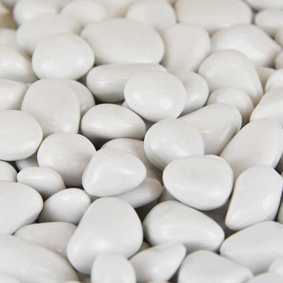 PolyPebbles Polished Composite Decorative Stones | Triple The Coverage of Natural Stone | 100% Recycled Materials + Nature Friendly | Won't Fade or Crack | Small (.5" - 1") Size | 2.4 Lbs White - Whi