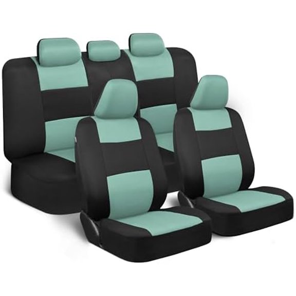PolyPro Car Seat Covers Full Set in Mint on Black – Front and Rear Split Bench Seat Covers Accessories for Auto Trucks Van SUV,Easy to Install