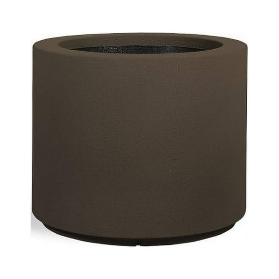 PolyStone Baja Modern Outdoor/Indoor Round Planter, Lightweight, Heavy Duty, Weather Resistant, Polymer Finish, Commercial Grade and Residential, Drain Hole, 23" W x 19" H, Chocolate Brown