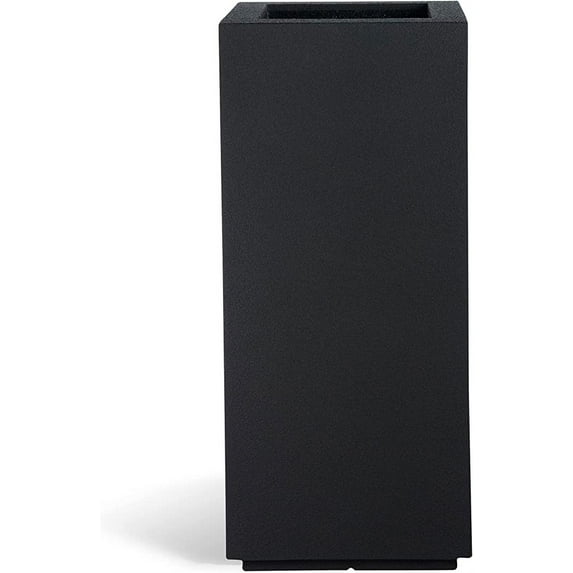PolyStone Kensington Tall Modern Outdoor/Indoor Column Planter, 16” L x 16" W x 36" H, Lightweight, Heavy Duty, Weather Resistant, Polymer Finish, Commercial and Residential - Black