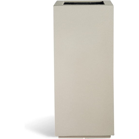 PolyStone Kensington Tall Modern Outdoor/Indoor Column Planter, 16” L x 16" W x 36" H, Lightweight, Heavy Duty, Weather Resistant, Polymer Finish, Commercial and Residential - Sandstone Granite