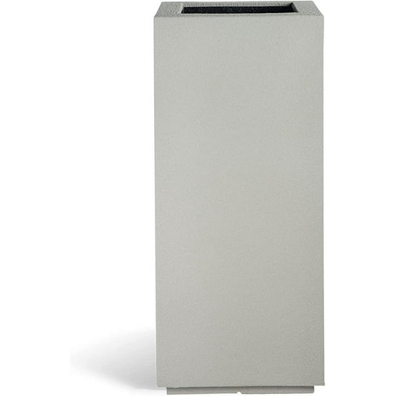 PolyStone Kensington Tall Modern Outdoor/Indoor Column Planter, 16” L x 16" W x 36" H, Lightweight, Heavy Duty, Weather Resistant, Polymer Finish, Commercial and Residential - Concrete Gray