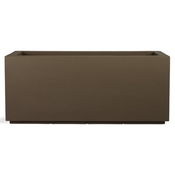 PolyStone Milan Tall Modern Outdoor/Indoor Rectangular Trough Planter, Lightweight, Heavy Duty, Weather Resistant, Polymer Finish, Commercial and Residential, 46"L x 17"W x 19"H, Chocolate Brown