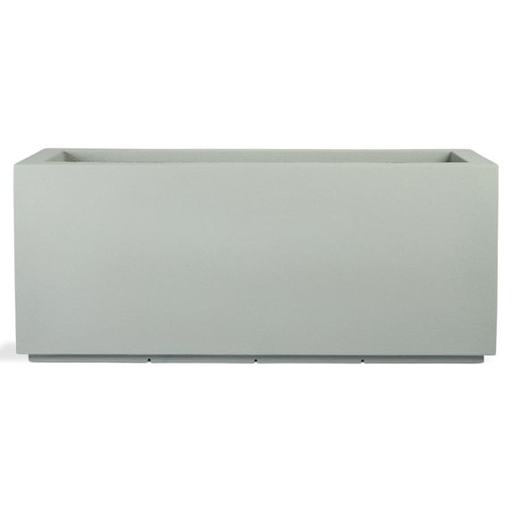 PolyStone Milan Tall Modern Outdoor/Indoor Rectangular Trough Planter, Lightweight, Heavy Duty, Weather Resistant, Polymer Finish, Commercial and Residential, 46"L x 17"W x 19"H, Concrete Gray