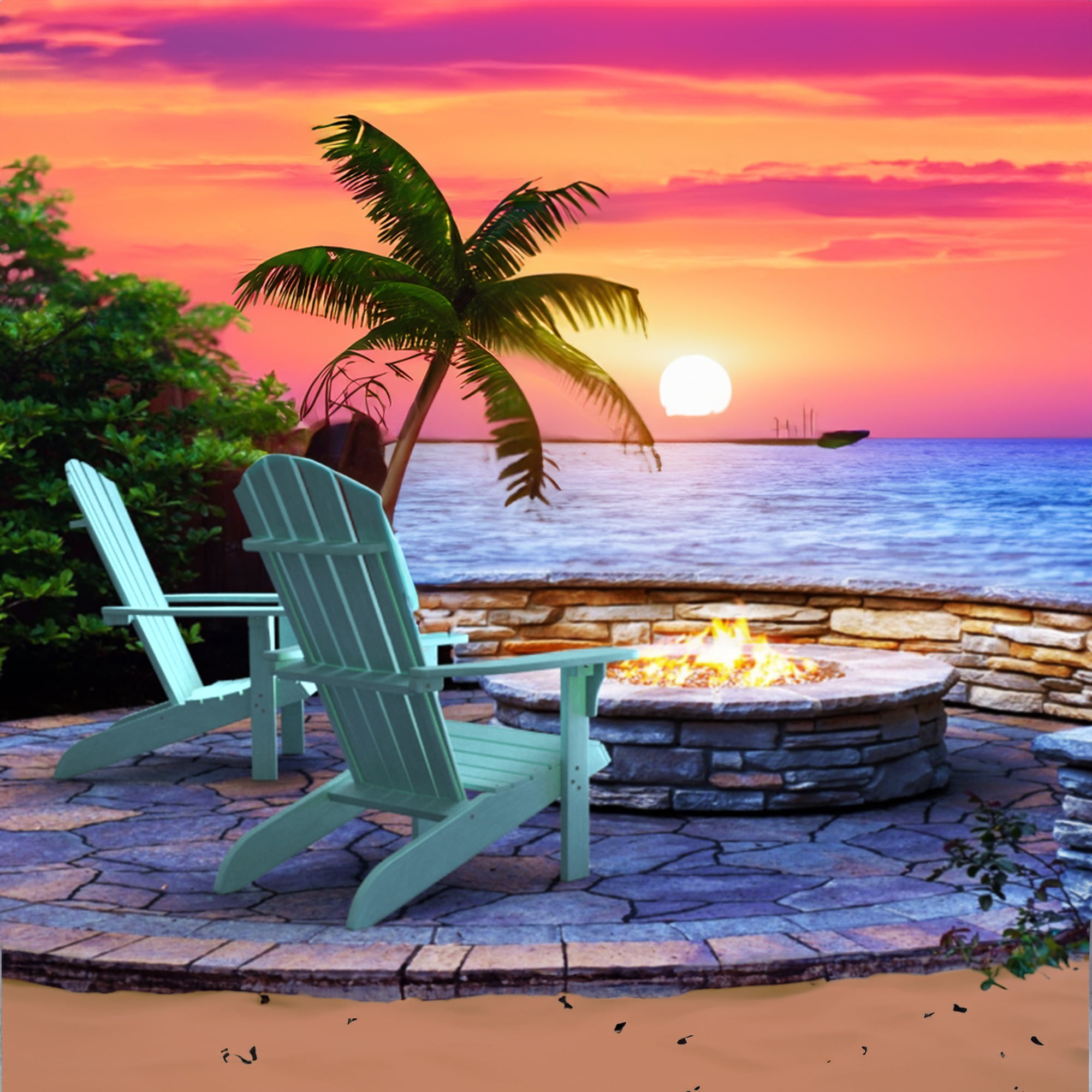 Blue Poly Lumber All-Weather Adirondack Chair with Arms