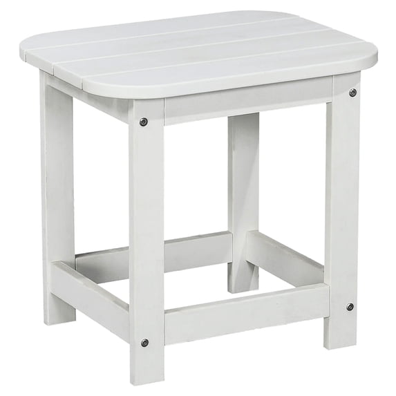 PolyTEAK Outdoor Side Table for Patio, Real Wood Look, All Weather Patio Furniture, Outside End Table for Backyard, Porch, Fire Pit (White)