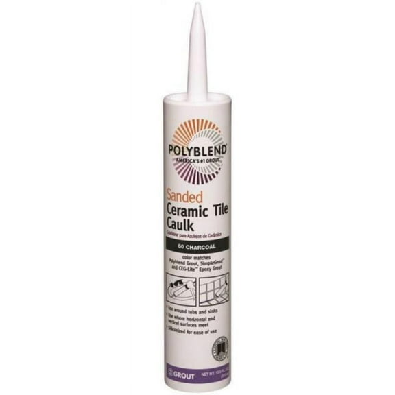 Polyblend Sanded Ceramic Tile Caulk - Siliconized Latex, Cartridge - 10.5 oz, Charcoal