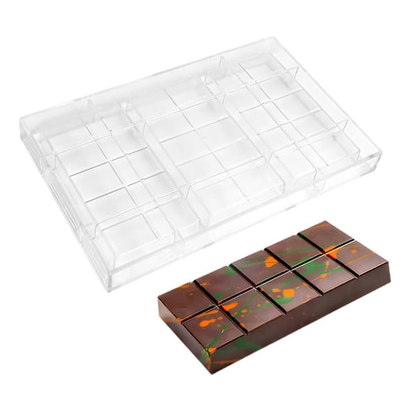 Polycarbonate Chocolate Molds - Professional 3-Cavity Bar Maker for Layered & Filled Chocolates, Easy Release Candy & Energy Bar Mould
