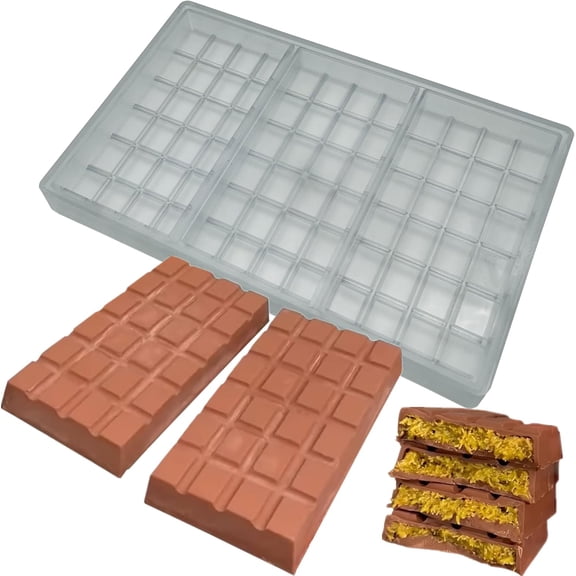 Polycarbonate Deep Chocolate Bar Mold Energy Protin Bar DIY Tool Filling Chocolate Snakes Maker Deeper Chooclate Covered Cookie Mould For Filled Chocolate Candy Making