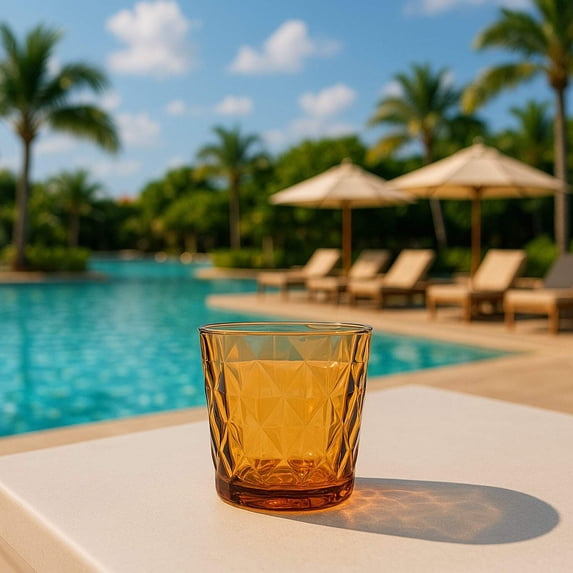 Polycarbonate Drinkware dia.3.5" h:3.5" 10 oz. Round Amber Polycarbonate Rocks/Old Fashioned (Set of 6)