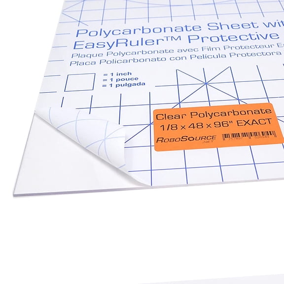 Polycarbonate Sheet 48 x 96 x 1/8 0.118" Clear Plastic, Replaces Plexiglass | Clear Polycarbonate, Easy Cut to Size, Shatter Resistant, EasyRuler Film. DIY Bend & Mold. Hobby PC Panel, Glass Replacem