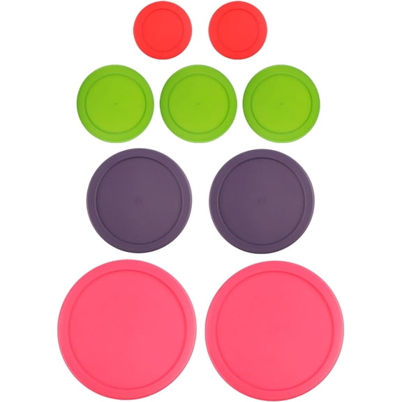 Polycarbonate Replacement Lids for Pyrex (2) 7202-PC 1 Cup Red (3) 7200-PC 2 Green 7201-PC 4 Purple 7402-PC 6/7 Fuchsia Round