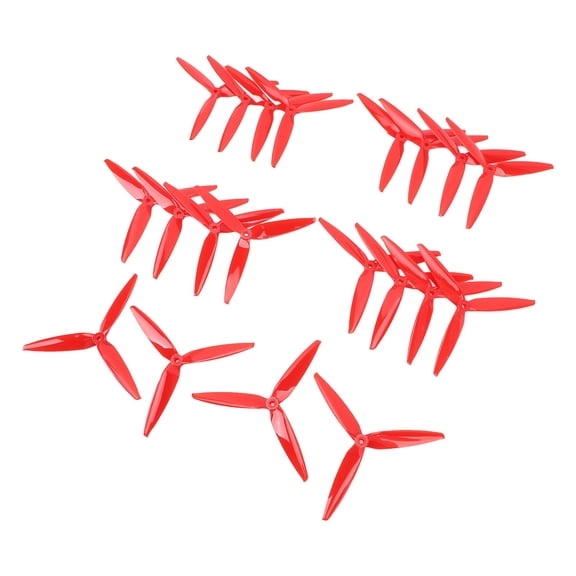 Polycarbonate Tri Blade Drone Propeller High Strength 3 Blade Replacement Propellers Compatible with 7-8 inch FPV Quadcopters, 10 Pairs Red (7040 / 7 inches / 17.8 cm)