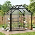 thumbnail image 1 of Polycarbonate Walk-In Greenhouse 6x4 FT – Outdoor Garden Greenhouse with Aluminum Frame, Sliding Door & Roof Vent Window, UV-Resistant Panels, Durable Plant House for Backyard, Patio & Gardening, 1 of 9