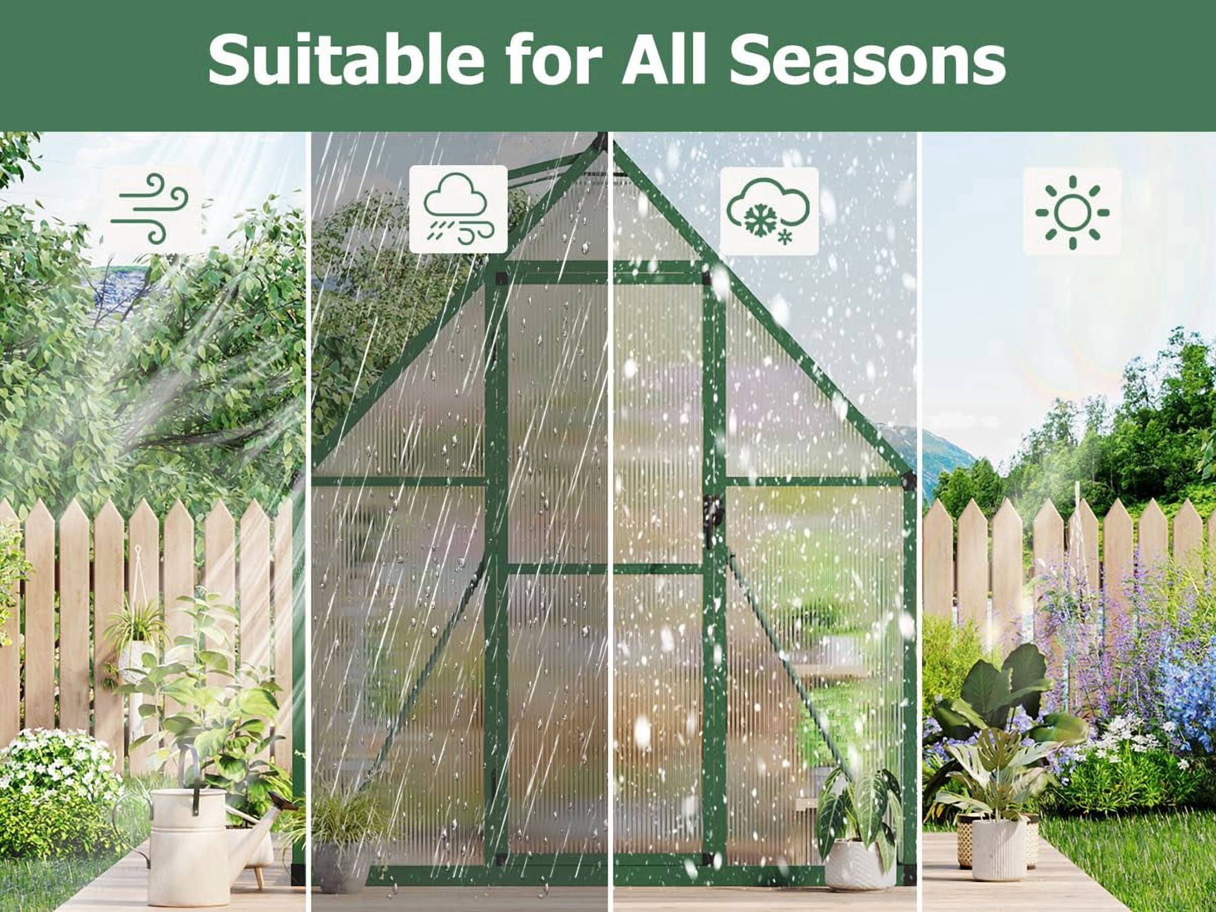 Polycarbonate Walk-In Greenhouse 6x7 FT – Heavy Duty Outdoor Greenhouse with Reinforced Aluminum Frame, Lockable Door & Adjustable Roof Vent, UV-Resistant Panels for Backyard, Lawn & Garden