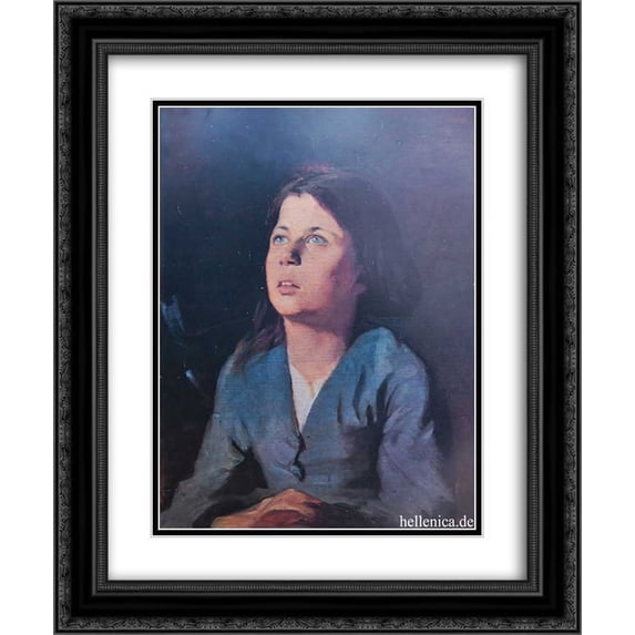 Polychronis Lembesis 2x Matted 20x24 Black Ornate Framed Art Print 'Portrait of a girl'