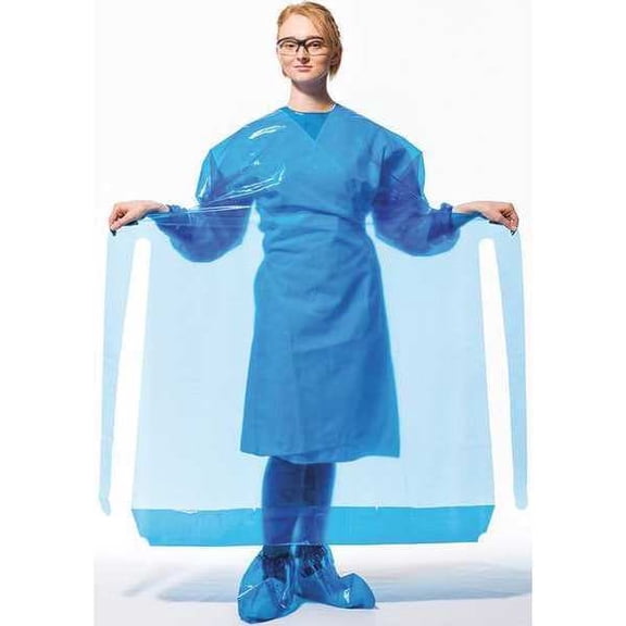 Polyco Gown,L,Blue,Polyolefin,PK50 43550
