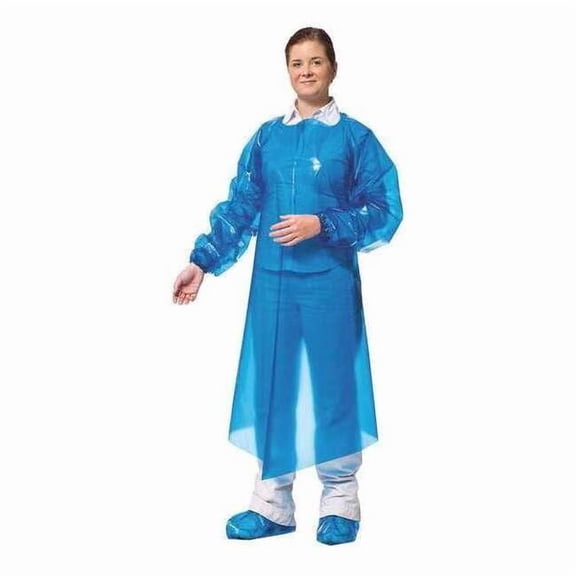 Gown, Polyolefin, Welded, 4 mil, 50 in, Blue, XL, 50 PK 42650