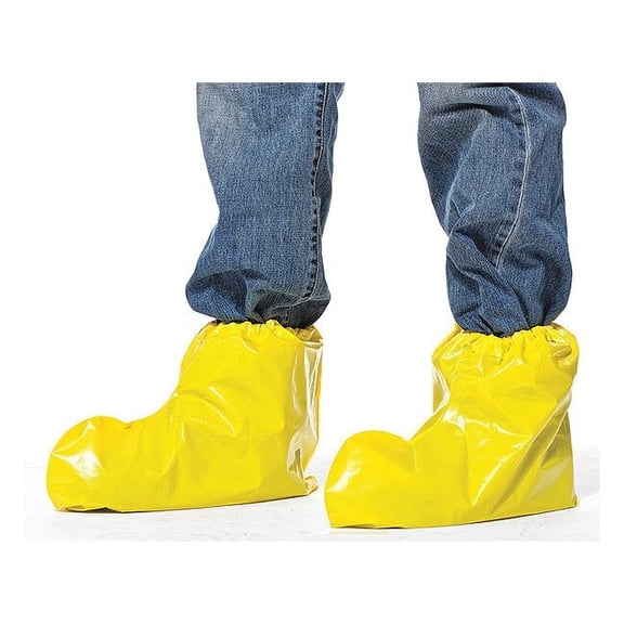 Disposable Shoe Covers, Polyolefin, Yellow, Slip Resistant Sole: Yes ,L