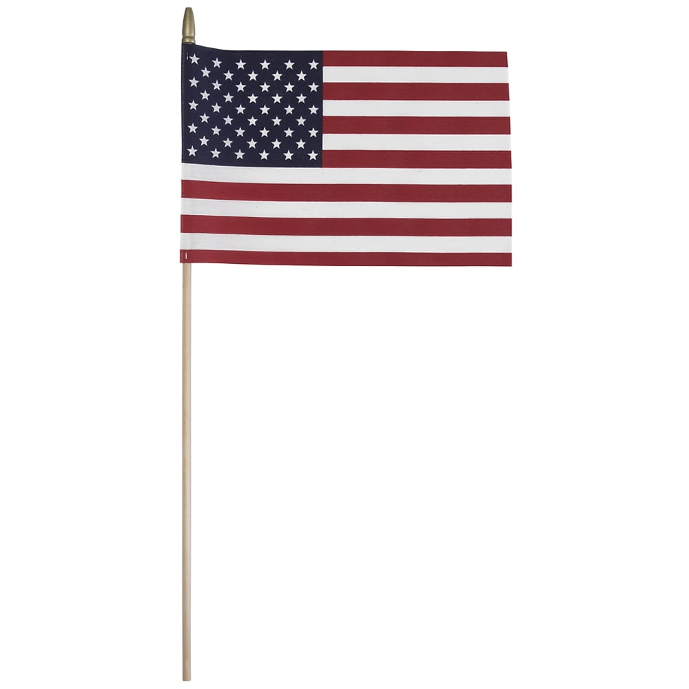 8"x12" Multicolored American Stick Flag with Wooden Pole