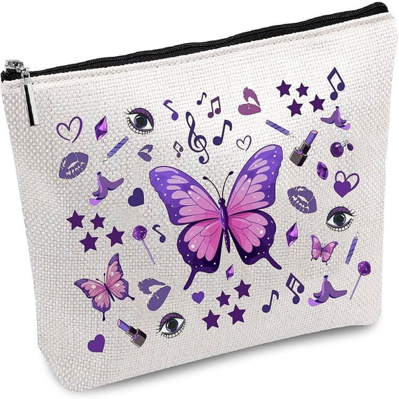 Polycotton Canvas Storage Bags Metal Zipper Pouches Rectangle with Pattern Butterfly 18x25cm for DIY