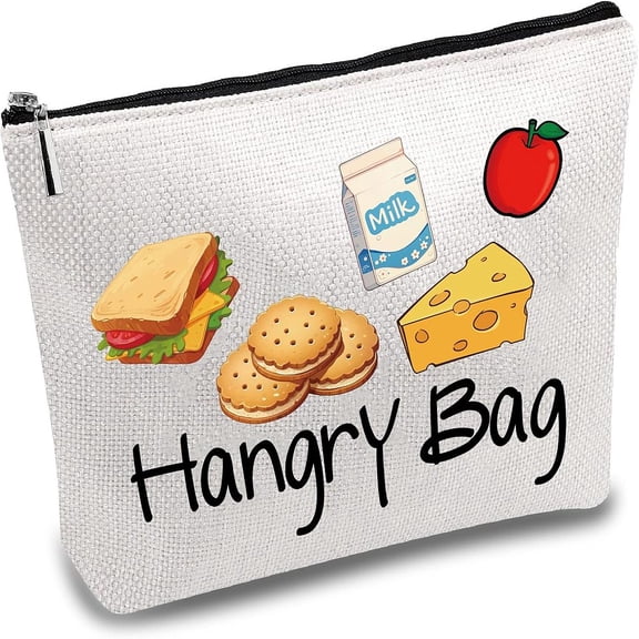 Polycotton Canvas Storage Bags Metal Zipper Pouches Rectangle with Pattern Food 18x25cm
