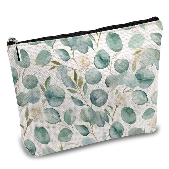 Polycotton Canvas Storage Bags Metal Zipper Pouches Rectangle with Pattern Leaf 18x25cm for DIY