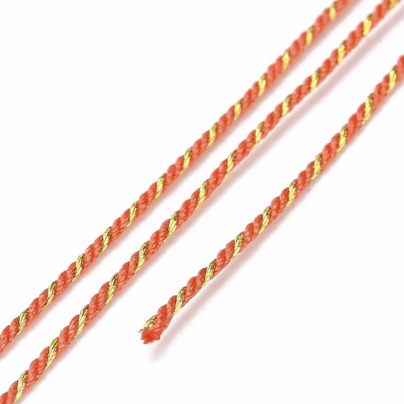 Polycotton Cord Rope with Metallic Thread for Wall Hanging Crafts Gift Wrapping Coral 1mm about 32.81 Yards(30m)/Roll