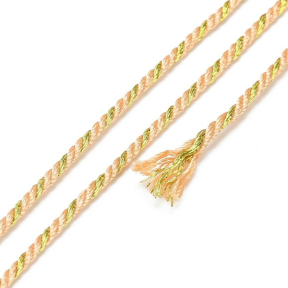 Polycotton Filigree Cord Rope with Plastic Reel for Wall Hanging Crafts Gift Wrapping PeachPuff 1.2mm 27.34 Yards(25m)/Roll
